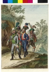 Fuzileiros tiroleses escoltam franceses cativos