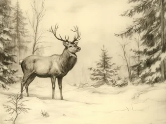 Veado majestoso no inverno
