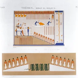Ilustrações de afrescos de Byban el Molouk, Tebas, Egito, 1822