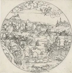 Apolo e Dafne Bottoms of Bowls: Landscapes with Bible and Mythological Representations (título da série)