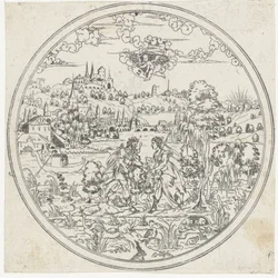 Diana e Endymion Bottoms of Bowls: Landscapes with Bible and Mythological Representations (título da série)