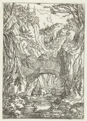 Paisagem com ponte de pedra