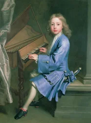 Garton Orme sentado no Spinet, c.1707