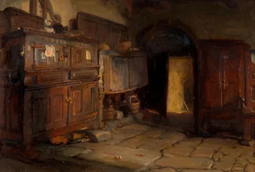Interior de uma casa de campo bretã, 1887.