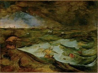 Tempestade no mar, anteriormente atribuída a Pieter Bruegel, o Velho (pintura sobre madeira de carvalho)