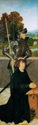 Arte Neerlandesa Antiga : Saint George and Donor (Altar Alado, Painel Esquerdo) par Cleve, Joos van (ca. 1485-1540), ca. 1530. Óleo sobre madeira, 94,5x30. Museu de História da Arte, Vienne
