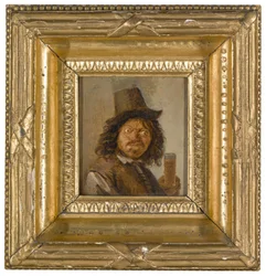 Retrato de um homem agarrado a uma bebida