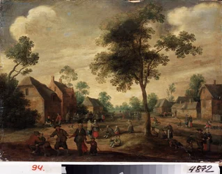 "Village Fete" (Festa da Aldeia) Paisagem rural holandesa. Pintura de Jost Cornelisz Droochsloot (1586-1666) Museu Nacional de Kharkov Ucrânia