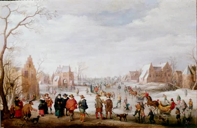 Patinadores Pintura por Joost Cornelisz Droochsloot (1586-1666) Madrid, Museu do Prado