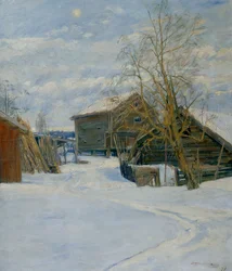 Casa em uma paisagem de inverno