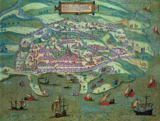Mapa do Cairo, de &39;Mundo&39; pela Braun (1541-1622) e Franz Hogenbergh (1535-1590), c.1572