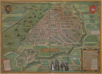 Mapa de Antuérpia, de &39;Mundo&39; pela Braun (1541-1622) e Frans Hogenberg (1535-1590), c.1572