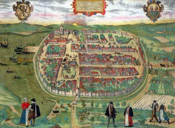 Mapa de Barth, de &39;Civitates Orbis Terrarum&39; por Georg Braun (1541-1622) e Frans Hogenberg (1535-90) c.1572-1617