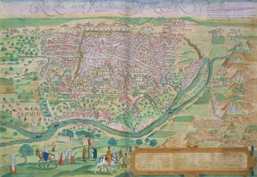 Mapa do Cairo, de Civitates Orbis Terrarum de Georg Braun (1541-1622) e Frans Hogenberg (1535-90), c. 1572