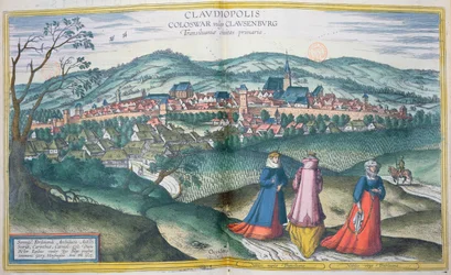 Mapa Napoca, de &39;Mundo&39; pela Braun (1541-1622) e Franz Hogenbergh (1535-1590) de Bruxelas de 1574