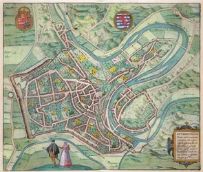 Mapa de Luxembourg, de &39;Mundo&39; pela Braun (1541-1622) e Franz Hogenbergh (1535-1590) c.1572-1617