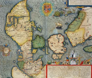 Mapa da Europa do Norte, de «Civitates Orbis Terrarum» de Georg Braun (1541-1622) e Frans Hogenberg (1535-90), c. 1572-1617