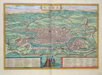 Mapa de Roma, de &39;Civitates Orbis Terrarum&39; por Georg Braun (1541-1622) e Frans Hogenberg (1535-90), c.1572