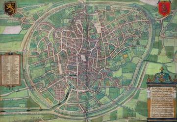 Plano de cidade de Bruxelas, de &39;Civitates Orbis Terrarum&39; por Georg Braun (1542-1622) e Frans Hogenburg (1635-90), c.1572