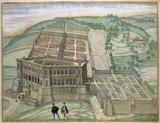 Vista da Villa Farnese e dos Jardins, de &39;Civitates Orbis Terrarum&39; por Georg Braun (1541-1622) e Frans Hogenberg (1535-90) c, 1572-1617