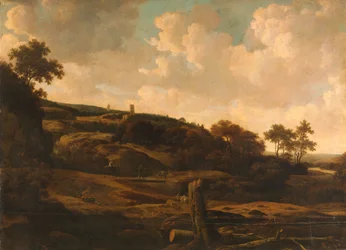 Paisagem montanhosa com uma ruína, c.1650-1699 (óleo sobre tela)