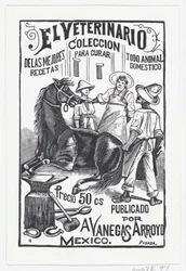 Um grupo de pessoas ao redor de um cavalo, ilustração para 