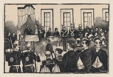 O julgamento dos assassinos de Tomas Hernandez Aguirre, de uma folha volante intitulada «E...», ca. 1890-1891