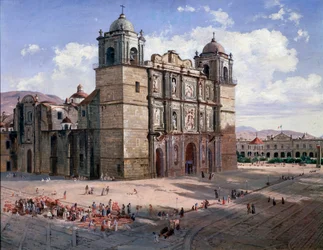 Vista da Catedral de Oaxaca, México (pintura