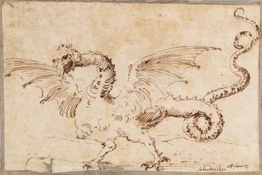 Estudo de um dragão, década de 1620.