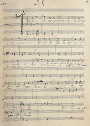 Manuscrito original de romance para tenor da zarzuela, "Alma de Dios", de José Serrano (1873-1941)