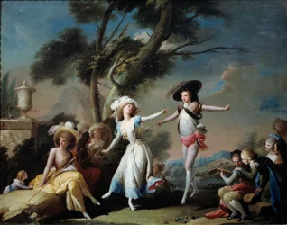 Casais em um parque. Pintura de José Camaron Y Boronat (1730-1803)