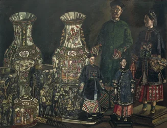 GUTIERREZ SOLANA, José (1886-1945). Chineses e Vasos. 1927. Expressionismo. Óleo sobre tela. Coleção particular