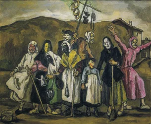 GUTIERREZ SOLANA, José (1886-1945). Baile de máscaras. 1938. Expressionismo. Óleo sobre tela. Coleção particular