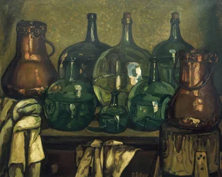 GUTIERREZ SOLANA, José (1886-1945). Natureza morta com garrafa. 1927. Arte contemporânea. Óleo sobre tela. Coleção particular