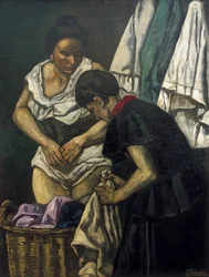 GUTIERREZ SOLANA, José (1886-1945). As Lavadeiras. 1931. Arte contemporânea. Óleo sobre tela. Coleção particular