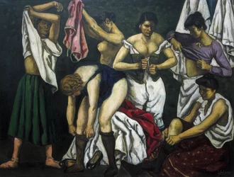 GUTIERREZ SOLANA, José (1886-1945). Mulheres despidas. 1933. Arte contemporânea. Óleo sobre tela. Coleção particular