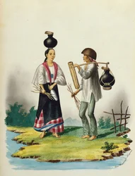 Manila e seus arredores: Milksellers (aquarela com cores corporais)