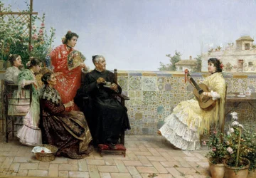 Visita do padre, século XIX (pintura a óleo)
