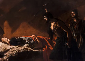 Pintura histórica : A morte de Viriatus (Viriate, Viriathe, vers 180-139 avant JC) par Villegas Cordero, Jose (1844-1921)