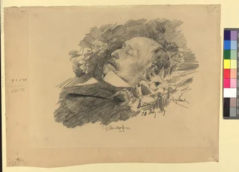O pintor August Pettenkofen no leito de morte