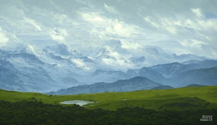 JJM recria Friedrich-C-D: Nuvens à deriva (Panorama alpino)