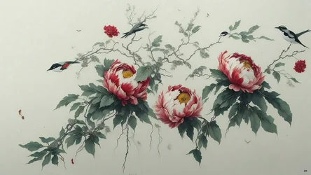 pintura a tinta: PEONY em verde_02