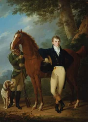 O fundador do sino Johann Caspar Hofbauer com cavalo e caçador