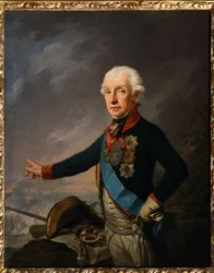 Portrait du marechal generalissime Príncipe Alexandre Souvorov (1729-1800). (Retrato do Marechal Generalissimo Príncipe A. Suvorov). Peinture de Josef Kreuzinger (1757-1829), huile sur toile