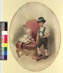 Duas crianças, provavelmente da família imperial