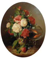 Peça de flor com aquário