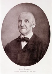 Compositor e organista austríaco Anton Bruckner (1824 - 1896).