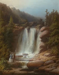 Cachoeira do rio Mumlava nas montanhas gigantes, 1850-53