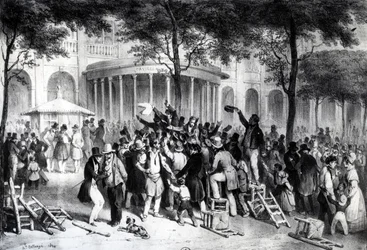 Leitura das Regras Publicadas no Jornal Moniteur nos jardins do Palácio Real em Paris, 26 de julho