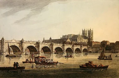 Vista da Ponte de Westminster, Abadia e Salão, gravada por J.C. Stadler